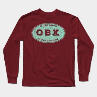 OBX Oval in Aqua Distressed Long Sleeve T-Shirt